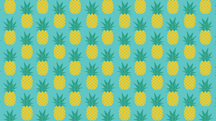 Seamless pattern with cute pineapples on a blue background. Tropical fruit vector for summer designs, fabric, wrapping paper, or wallpaper
