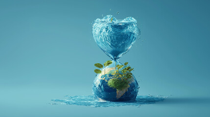 Fototapeta premium Water Hourglass Globe With Seedling Plants