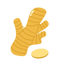 Flat Illustration of Fresh Turmeric Root