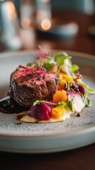 lamb chops with potatoes and salad