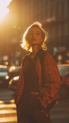 woman walking in the city