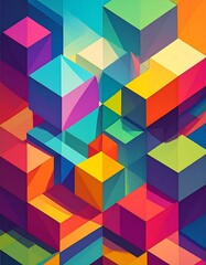 Colorful Geometric Cube Pattern.