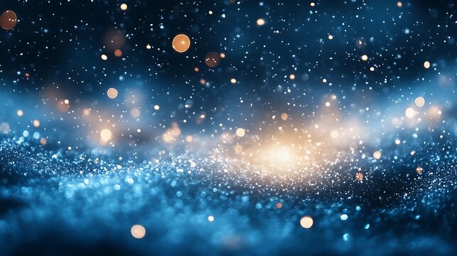 Blue Glittering Snowfall Bokeh Lights And Subtle Glow winter sparkle
