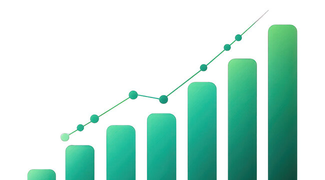 Growing chart with a rising line