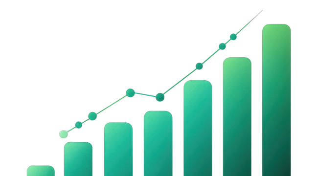 Growing chart with a rising line