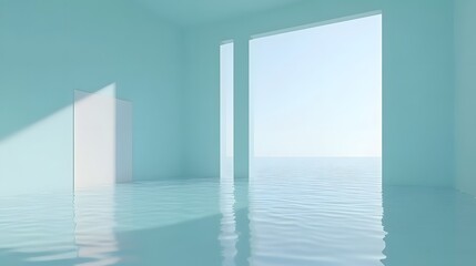 Fototapeta premium Submerged Minimalist Room Ocean View Architectural Design