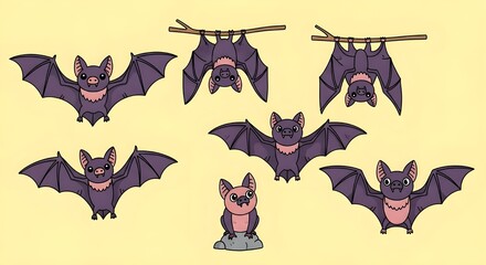 Naklejka premium set of halloween bat