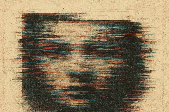 Vintage broken printer glitch effect with retro analog distortion and artistic processing