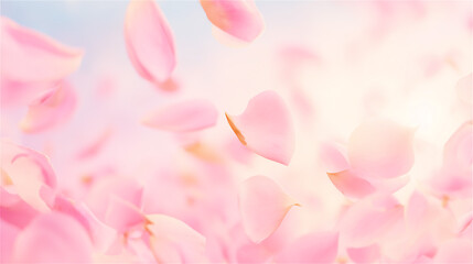 ピンクのバラが舞う背景画像