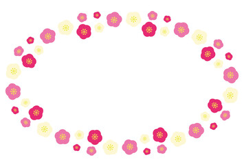 カラフルなかわいい梅の円形フレーム