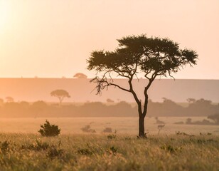 Obraz premium Sunrise over savanna landscape