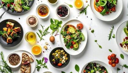 Mediterranean Cuisine Dishes, Healthy Food, Balanced Meal.