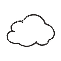 Hand-drawn cloud icon with a rough grunge brush stroke effect. Simple weather symbol sketch, an isolated vector silhouette design element