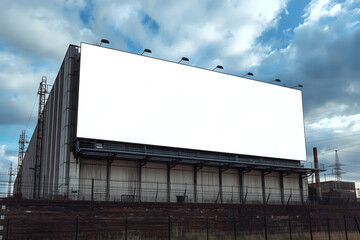 Obraz premium Large format advertising billboard against a cloudy sky, ideal for commercial campaigns