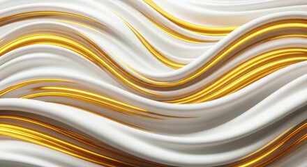 Abstract golden strands on white waves