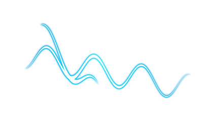 Blue Glowing Wave Line Effect on Transparent Background
