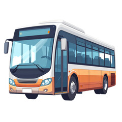 Orange city bus flat design illustration