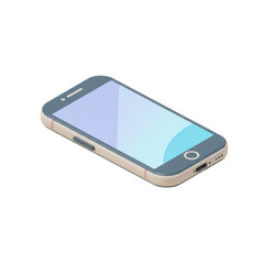 Beige and Gray Smartphone with Blank Screen Mobile Device in Isometric Style Isolated on Transparent Background for Communication and Modern Technology