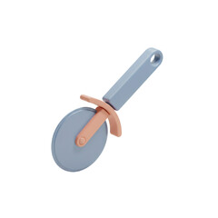 Blue and Coral Pizza Cutter Tool with Transparent Background for Culinary Illustrations