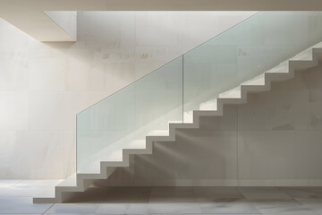 Modern Staircase with Glass Railing in Minimalist Interior Architecture Elegance and Design