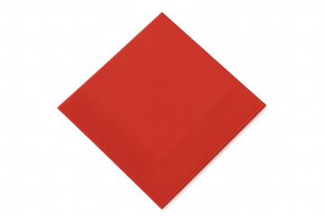 Bright red napkin positioned diagonally against transparent backdrop, highlighting crisp texture and vibrant hue for graphic design, marketing materials