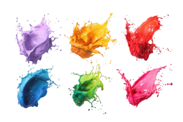 Colorful liquid splashes in various vibrant hues
