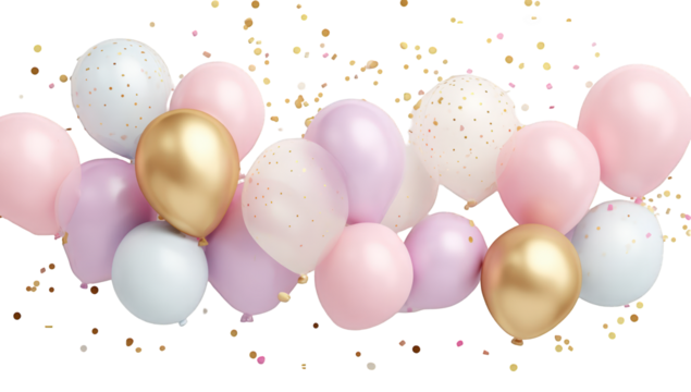Pastel balloons in a festive arrangement