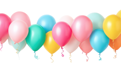 Colorful balloons in a horizontal row