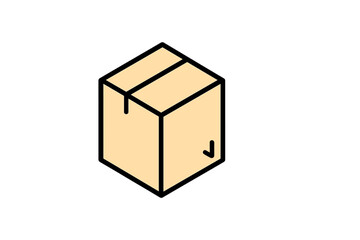 Cardboard box icon for delivery and shipping service. Package and parcel pictogram for logistics, e-commerce order, and moving. Vector illustration of a sealed carton container.