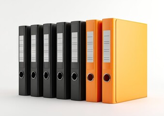 Organized Office Files - Black and Orange Lever Arch Binders.
