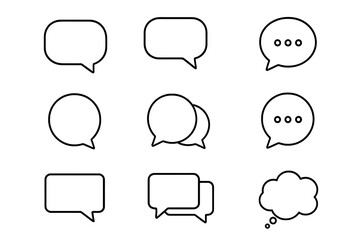 Speech bubble line icon set. Chat bubble collection. Message, comment, dialogue, think. Communication sign. Minimal vector pictogram for web, app, social media. Editable stroke.