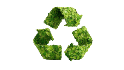 Green recycling symbol, leaf design