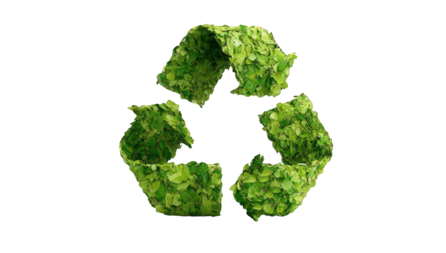 Green recycling symbol, leaf design