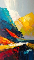Colorful Mountain Landscape Painting 