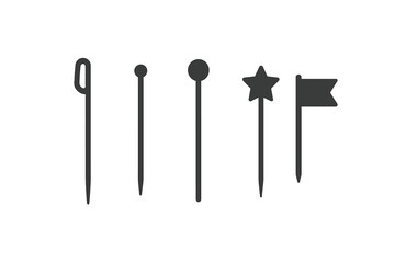 Skewers and Picks Icons Set - Bamboo Skewers, Cocktail Picks, Metal Stirrer, Decorative Toothpicks and Flag Markers Vector Illustration Transparent Background