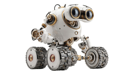 Fototapeta premium Cute, metallic robot with big eyes