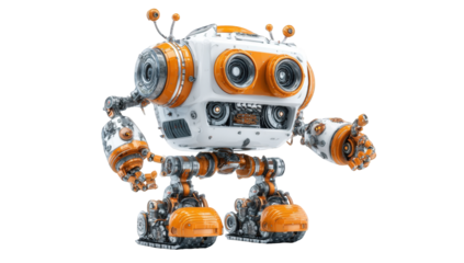 Cute cartoon robot in orange and white