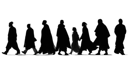 Silhouettes of people walking (2)