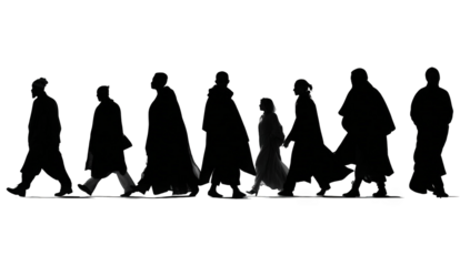 Silhouettes of people walking (2)