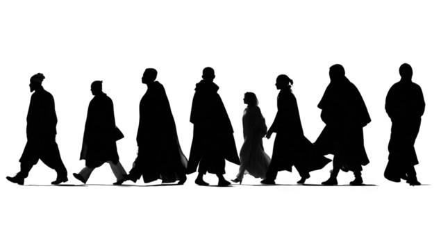 Silhouettes of people walking (2)