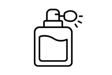 Obraz premium Minimalistic Perfume Bottle Outline Icon, Linear Web Pictogram for Graphic Design, Apps, Banners, Social Media, Cards, Vector Cartoon Style, Beauty and Fragrance Symbol