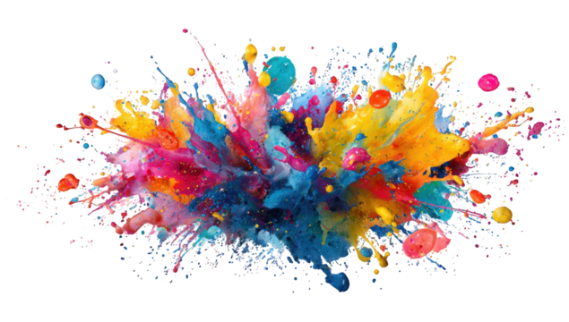 Colorful explosion of vibrant paint splatter