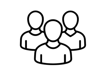 Group of people icon. Business team, company staff symbol. Leadership, organization chart, hierarchy concept. Social network users, community avatar. Teamwork outline pictogram.