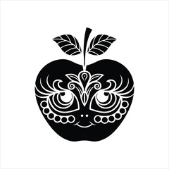 Ornamental Apple Vector Silhouette Design Illustration