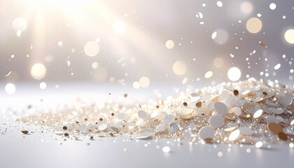 Fototapeta premium パールホワイトのキラキラ紙吹雪が輝く背景イラスト