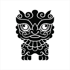 Asian Mythical Lion Guardian Vector Illustration