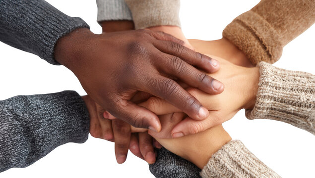 Diverse hands clasped together in unity (1)
