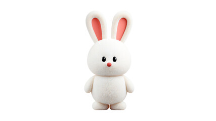 Obraz premium Cute white rabbit toy with pink inner ears, perfect for kids' rooms or playful designs.