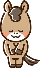 笑顔でお辞儀をする馬