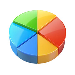 a colorful pie chart divided into six segments